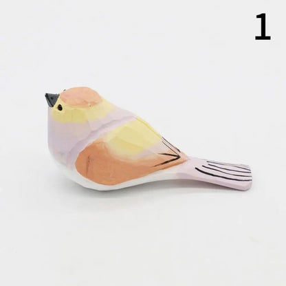 Handmade Wooden Bird Figurine – Nordic Style Hand-Carved Basswood Bird Decor Gift