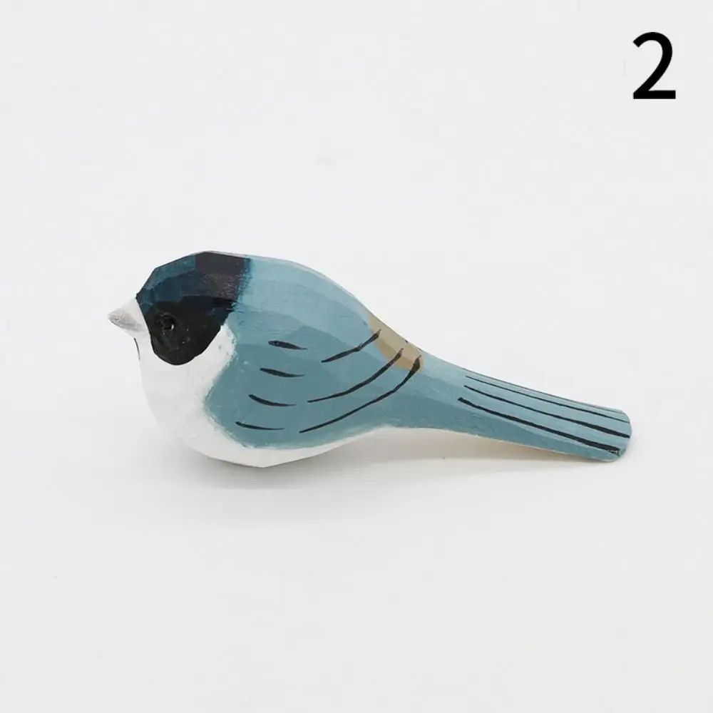 Handmade Wooden Bird Figurine – Nordic Style Hand-Carved Basswood Bird Decor Gift