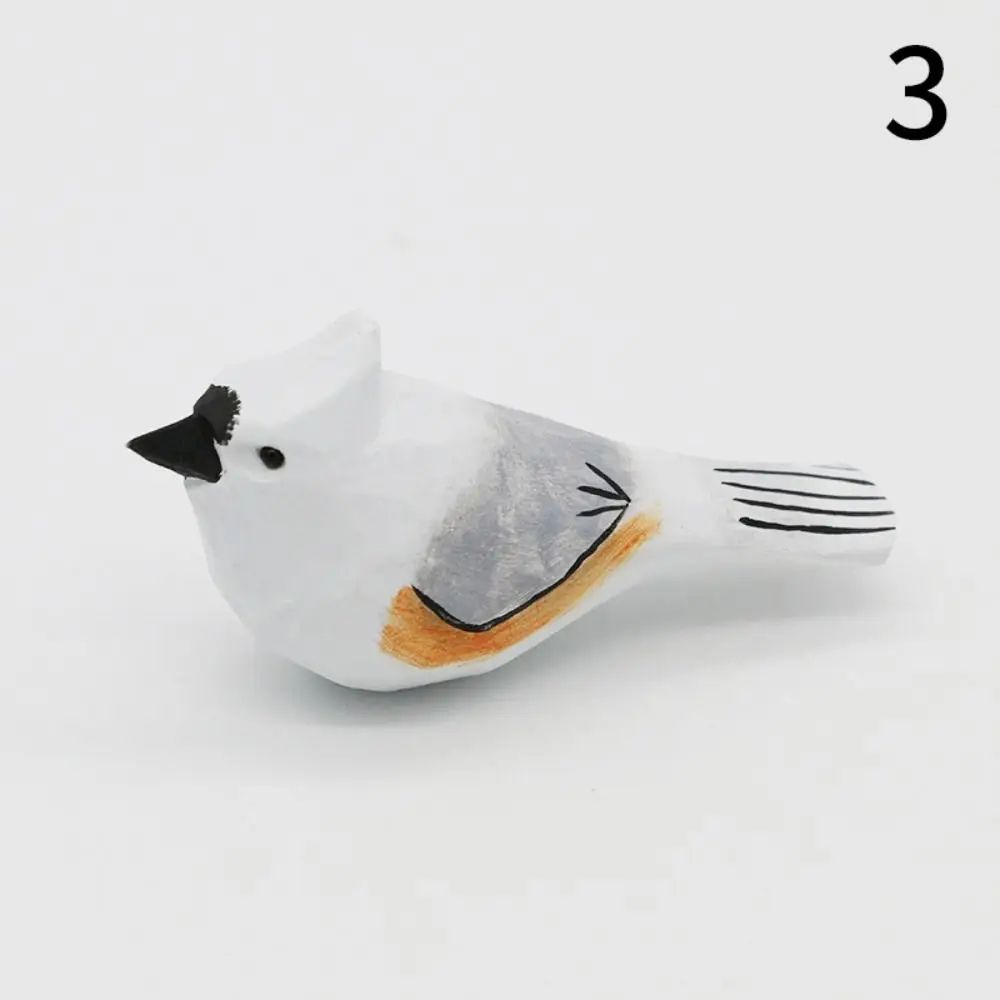 Handmade Wooden Bird Figurine – Nordic Style Hand-Carved Basswood Bird Decor Gift