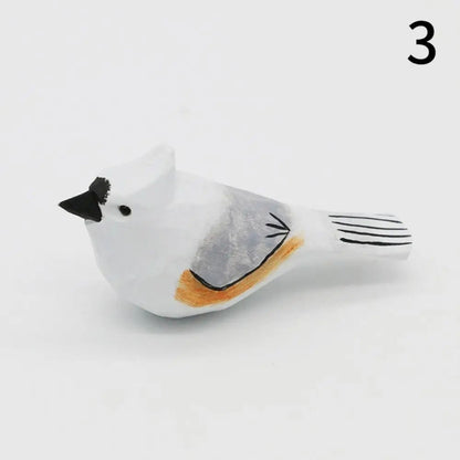 Handmade Wooden Bird Figurine – Nordic Style Hand-Carved Basswood Bird Decor Gift
