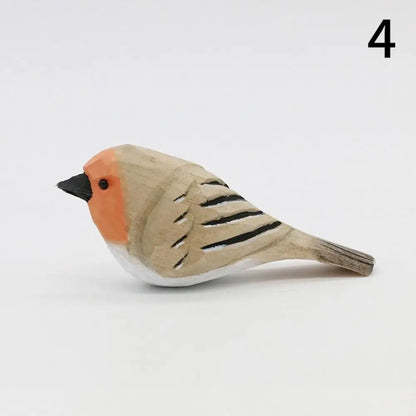 Handmade Wooden Bird Figurine – Nordic Style Hand-Carved Basswood Bird Decor Gift