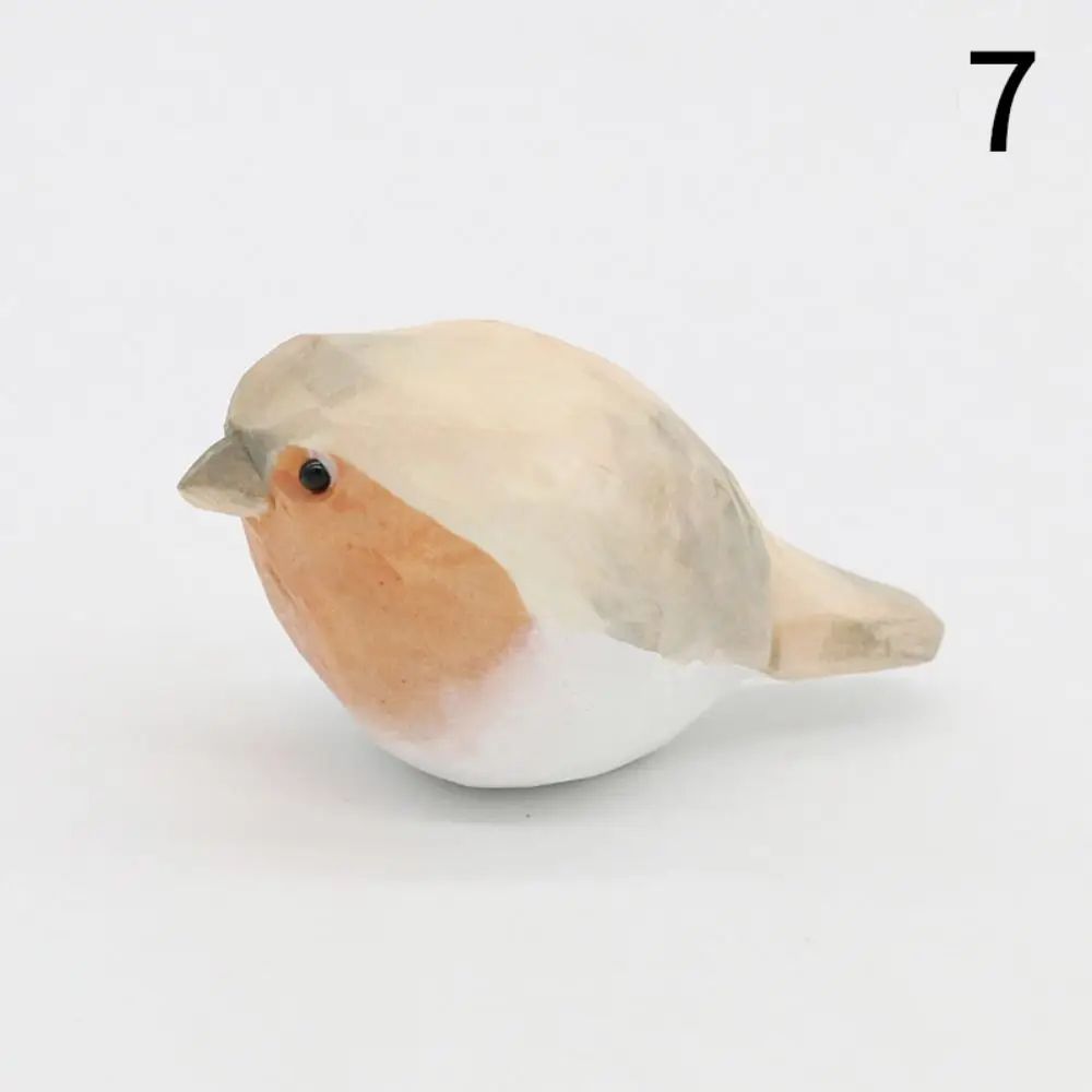 Handmade Wooden Bird Figurine – Nordic Style Hand-Carved Basswood Bird Decor Gift