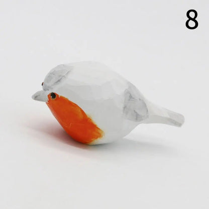 Handmade Wooden Bird Figurine – Nordic Style Hand-Carved Basswood Bird Decor Gift