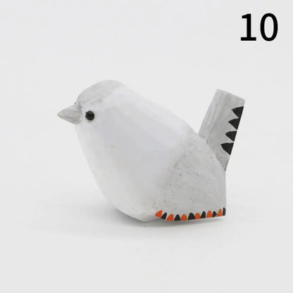Handmade Wooden Bird Figurine – Nordic Style Hand-Carved Basswood Bird Decor Gift