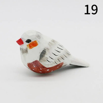 Handmade Wooden Bird Figurine – Nordic Style Hand-Carved Basswood Bird Decor Gift