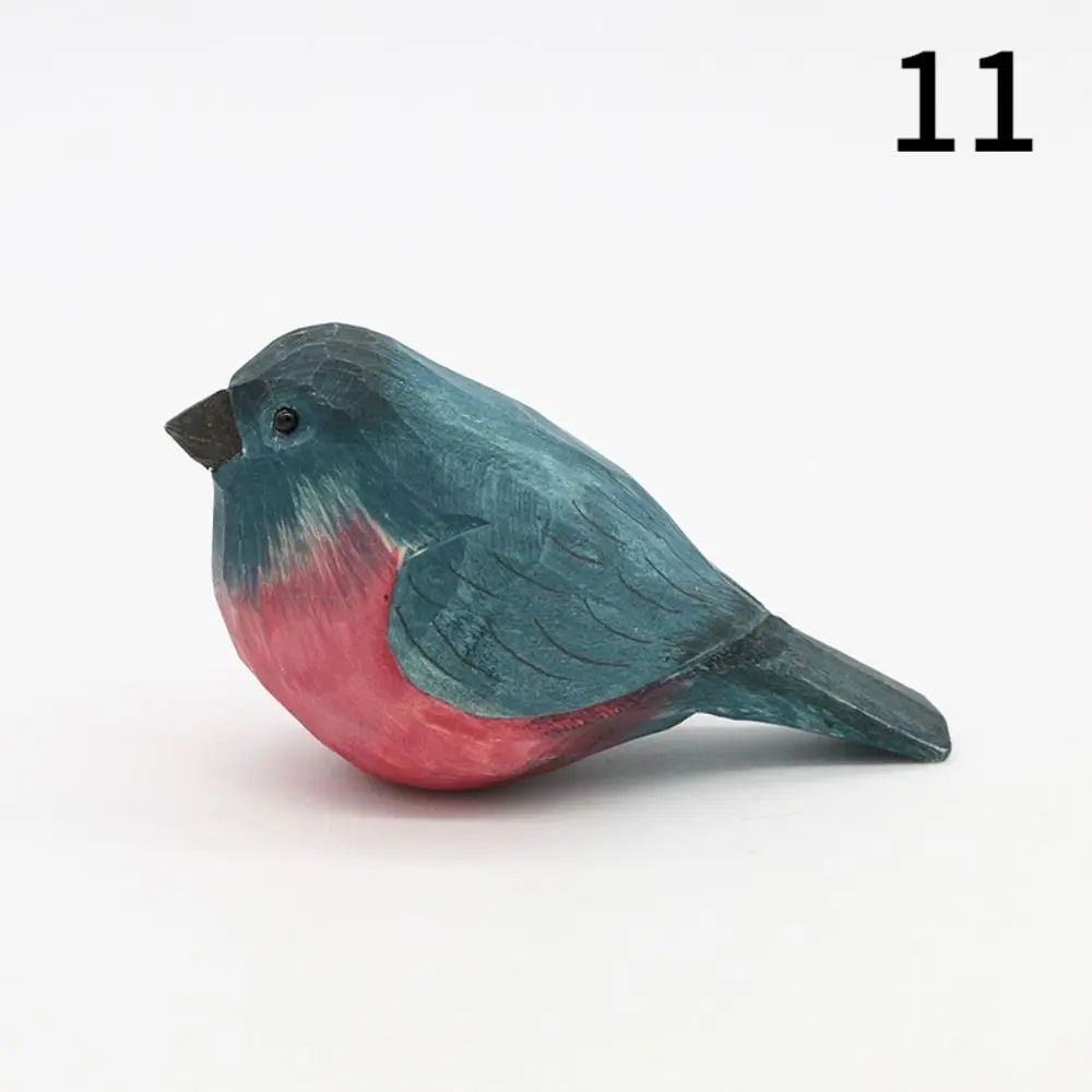 Handmade Wooden Bird Figurine – Nordic Style Hand-Carved Basswood Bird Decor Gift