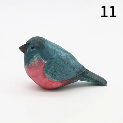 Handmade Wooden Bird Figurine – Nordic Style Hand-Carved Basswood Bird Decor Gift