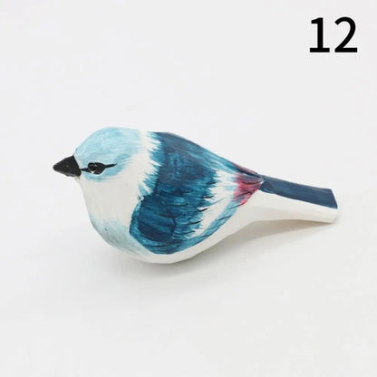 Handmade Wooden Bird Figurine – Nordic Style Hand-Carved Basswood Bird Decor Gift
