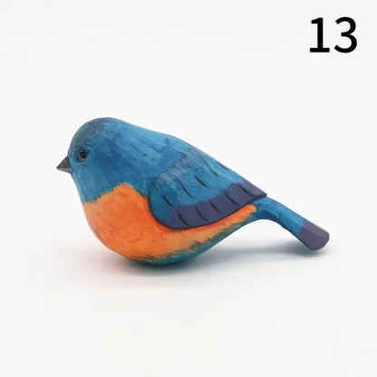 Handmade Wooden Bird Figurine – Nordic Style Hand-Carved Basswood Bird Decor Gift