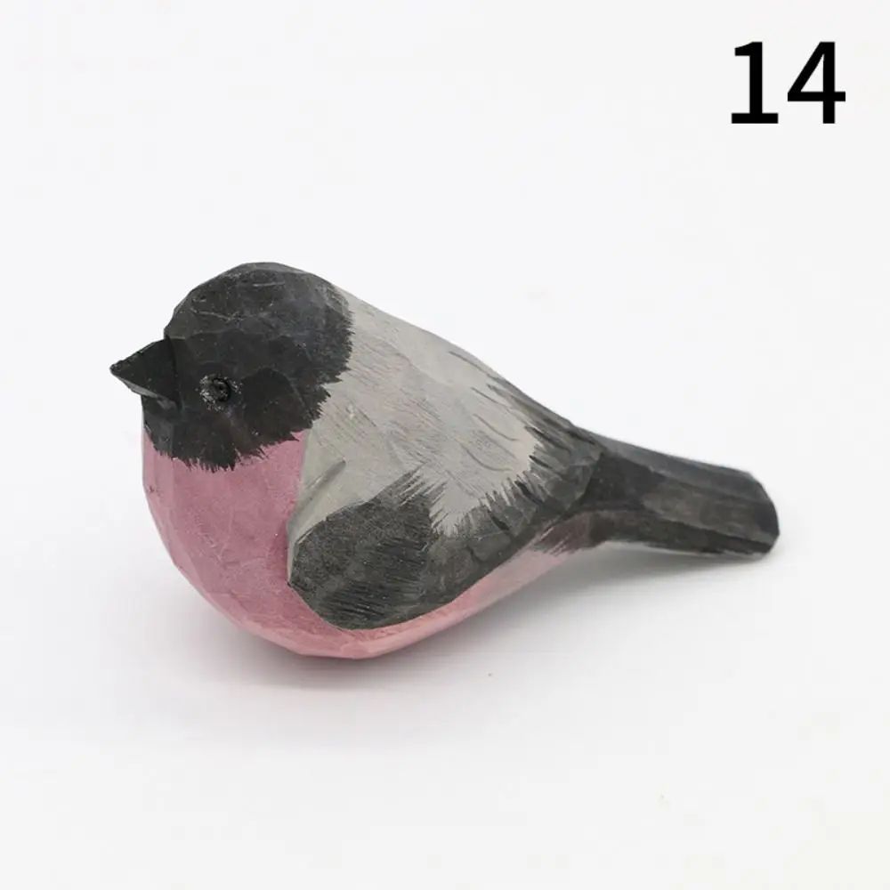 Handmade Wooden Bird Figurine – Nordic Style Hand-Carved Basswood Bird Decor Gift