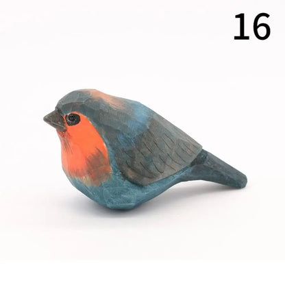 Handmade Wooden Bird Figurine – Nordic Style Hand-Carved Basswood Bird Decor Gift