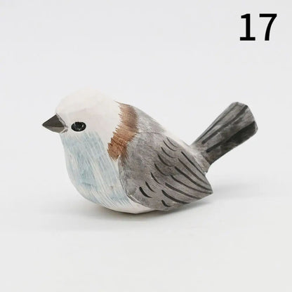 Handmade Wooden Bird Figurine – Nordic Style Hand-Carved Basswood Bird Decor Gift
