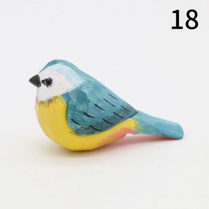 Handmade Wooden Bird Figurine – Nordic Style Hand-Carved Basswood Bird Decor Gift