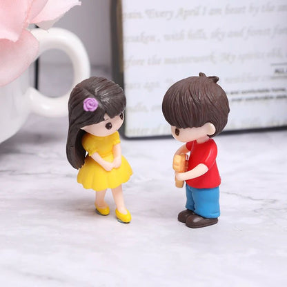 Mini Lovers Couple Garden Figurine Set – Cute Chair Animal Miniatures for Fairy Garden & Terrarium Decor