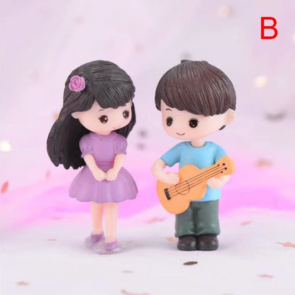 Mini Lovers Couple Garden Figurine Set – Cute Chair Animal Miniatures for Fairy Garden & Terrarium Decor