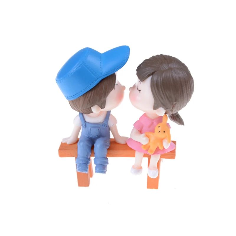 Mini Lovers Couple Garden Figurine Set – Cute Chair Animal Miniatures for Fairy Garden & Terrarium Decor