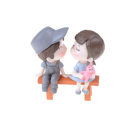 Mini Lovers Couple Garden Figurine Set – Cute Chair Animal Miniatures for Fairy Garden & Terrarium Decor