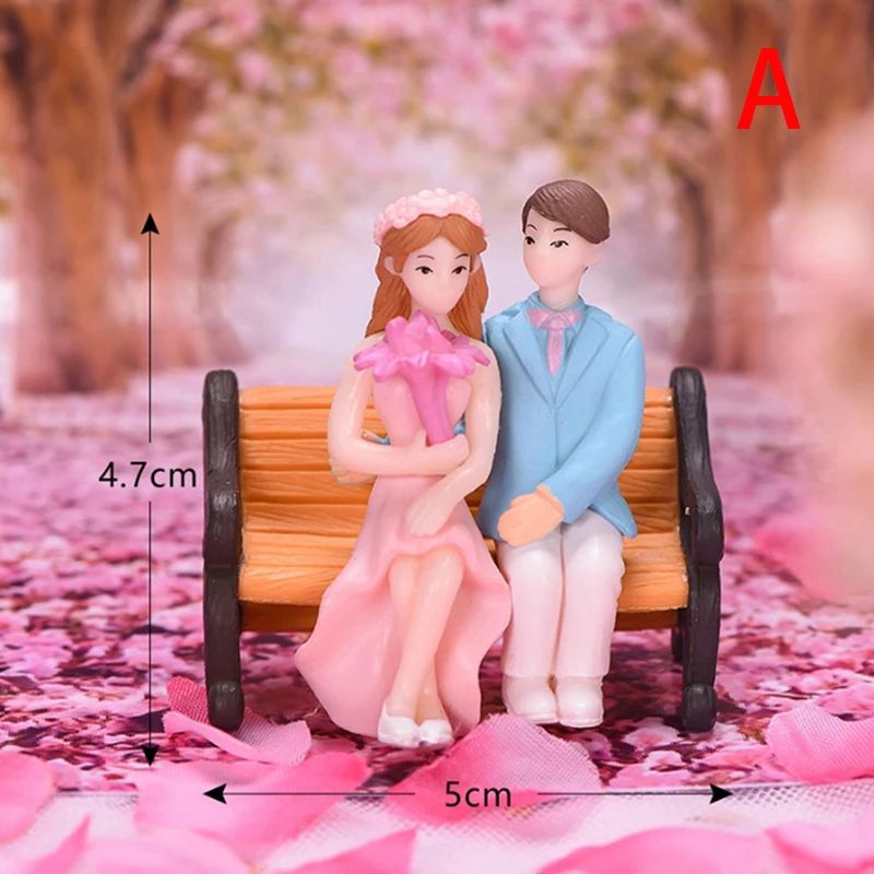 Mini Lovers Couple Garden Figurine Set – Cute Chair Animal Miniatures for Fairy Garden & Terrarium Decor