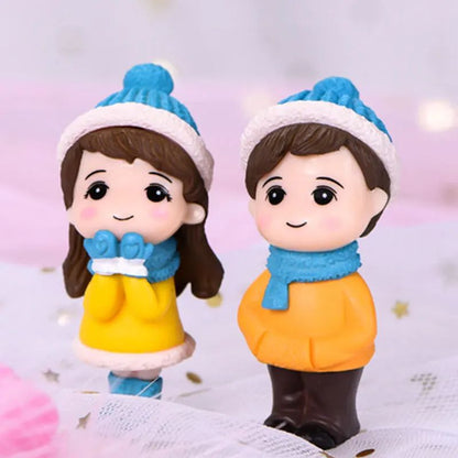 Mini Lovers Couple Garden Figurine Set – Cute Chair Animal Miniatures for Fairy Garden & Terrarium Decor