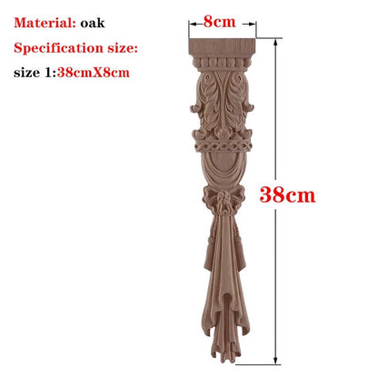 Hand-Carved European Oak Applique – Vintage Floral Wood Onlay Decor for Furniture & Doors