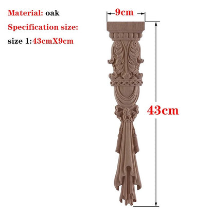 Hand-Carved European Oak Applique – Vintage Floral Wood Onlay Decor for Furniture & Doors