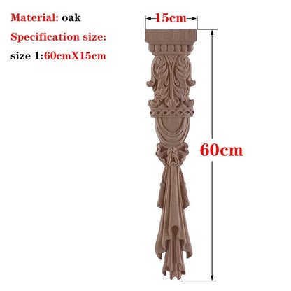 Hand-Carved European Oak Applique – Vintage Floral Wood Onlay Decor for Furniture & Doors