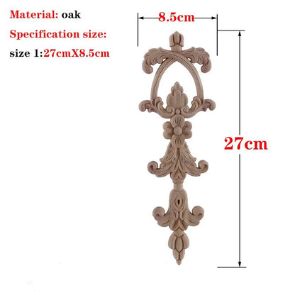 Hand-Carved European Oak Applique – Vintage Floral Wood Onlay Decor for Furniture & Doors