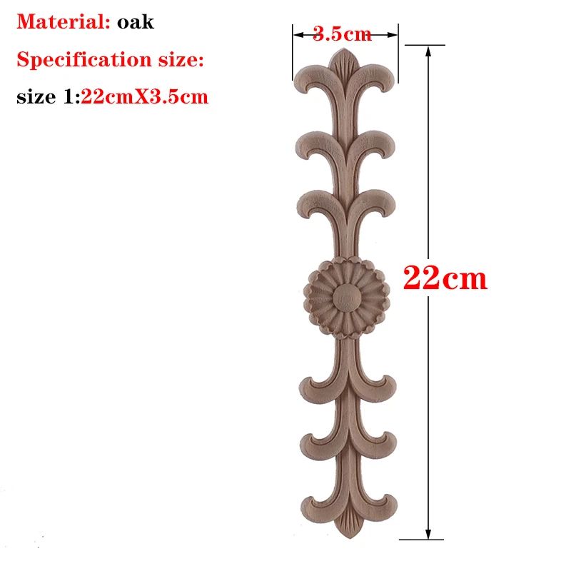 Hand-Carved European Oak Applique – Vintage Floral Wood Onlay Decor for Furniture & Doors