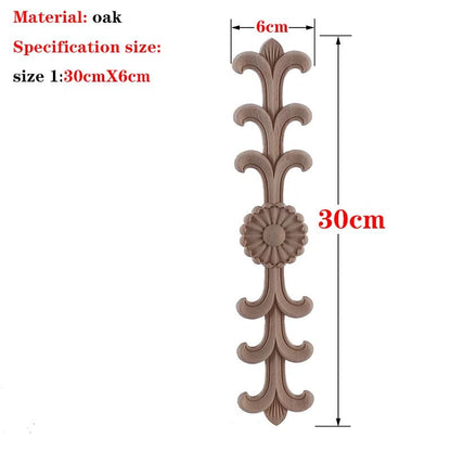Hand-Carved European Oak Applique – Vintage Floral Wood Onlay Decor for Furniture & Doors