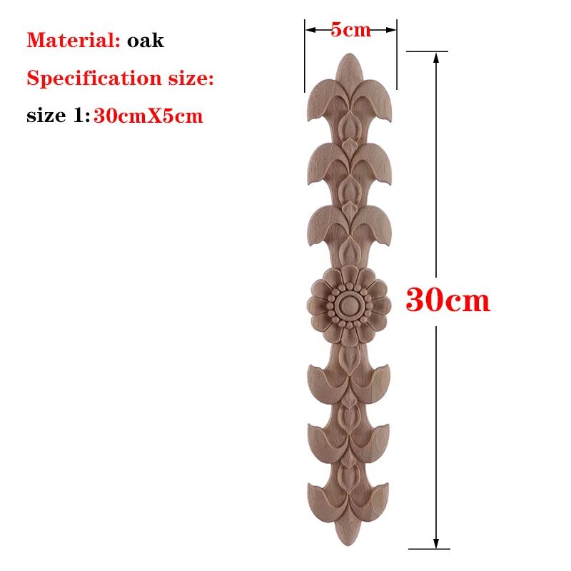 Hand-Carved European Oak Applique – Vintage Floral Wood Onlay Decor for Furniture & Doors