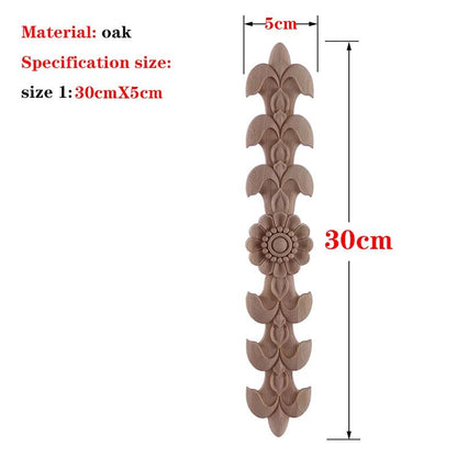 Hand-Carved European Oak Applique – Vintage Floral Wood Onlay Decor for Furniture & Doors