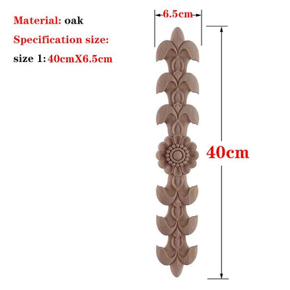 Hand-Carved European Oak Applique – Vintage Floral Wood Onlay Decor for Furniture & Doors