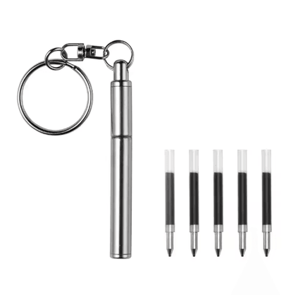 Mini Stainless Steel Telescopic Keychain Ballpoint Pen