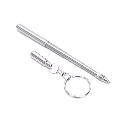 Mini Stainless Steel Telescopic Keychain Ballpoint Pen