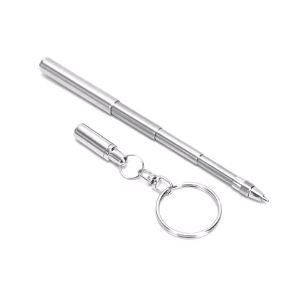 Mini Stainless Steel Telescopic Keychain Ballpoint Pen