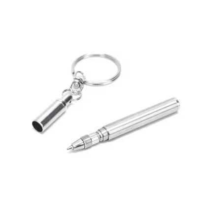 Mini Stainless Steel Telescopic Keychain Ballpoint Pen