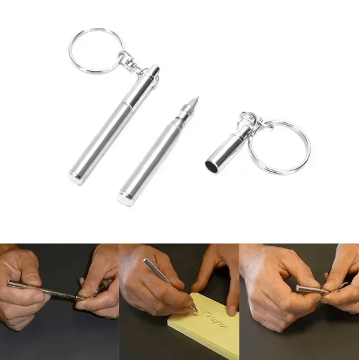 Mini Stainless Steel Telescopic Keychain Ballpoint Pen