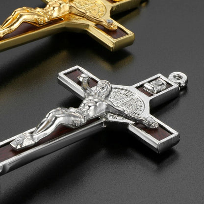Exquisite Metal & Wood Christian Crucifix Car Dashboard Ornament