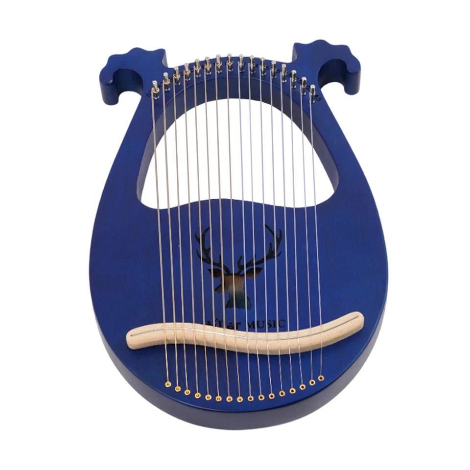 Premium 16-String Lyre Harp Mahogany Wood Instrument with Tuning Wrench for Beginners & Musicians