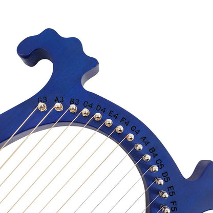 Premium 16-String Lyre Harp Mahogany Wood Instrument with Tuning Wrench for Beginners & Musicians