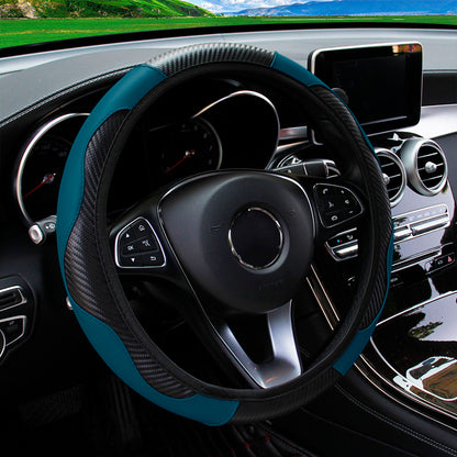 Carbon Fiber PU Leather Steering Wheel Cover Anti Slip Grip