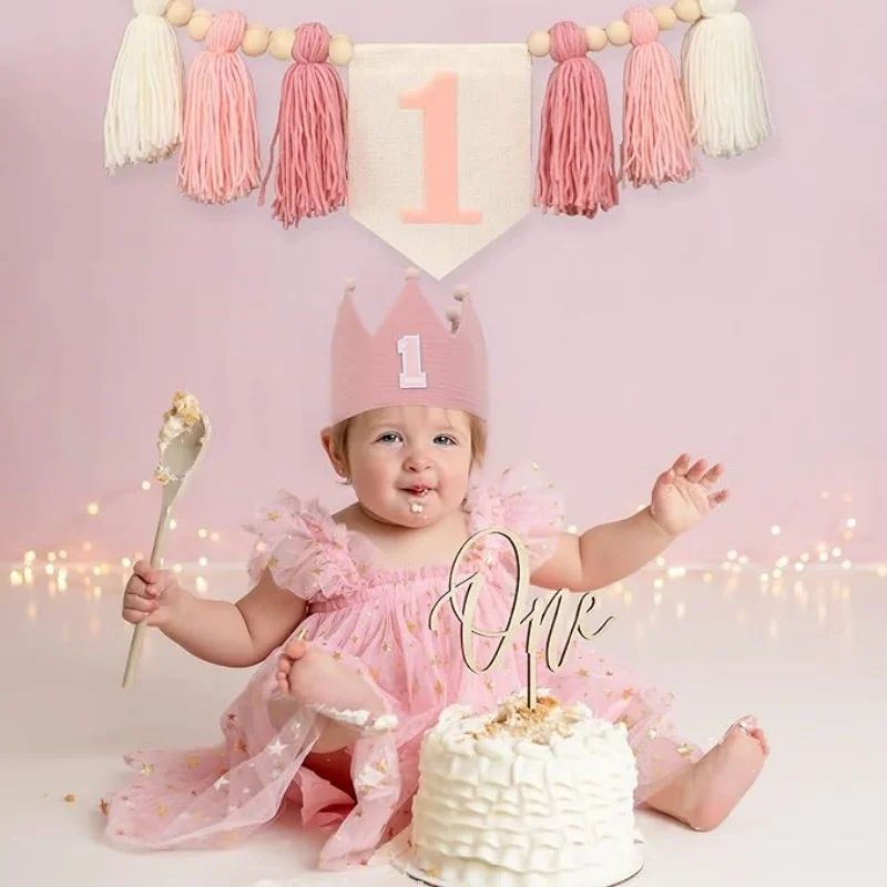 Boho 1st Birthday High Chair Banner – Modern Nursery & Baby Room Party Decoration