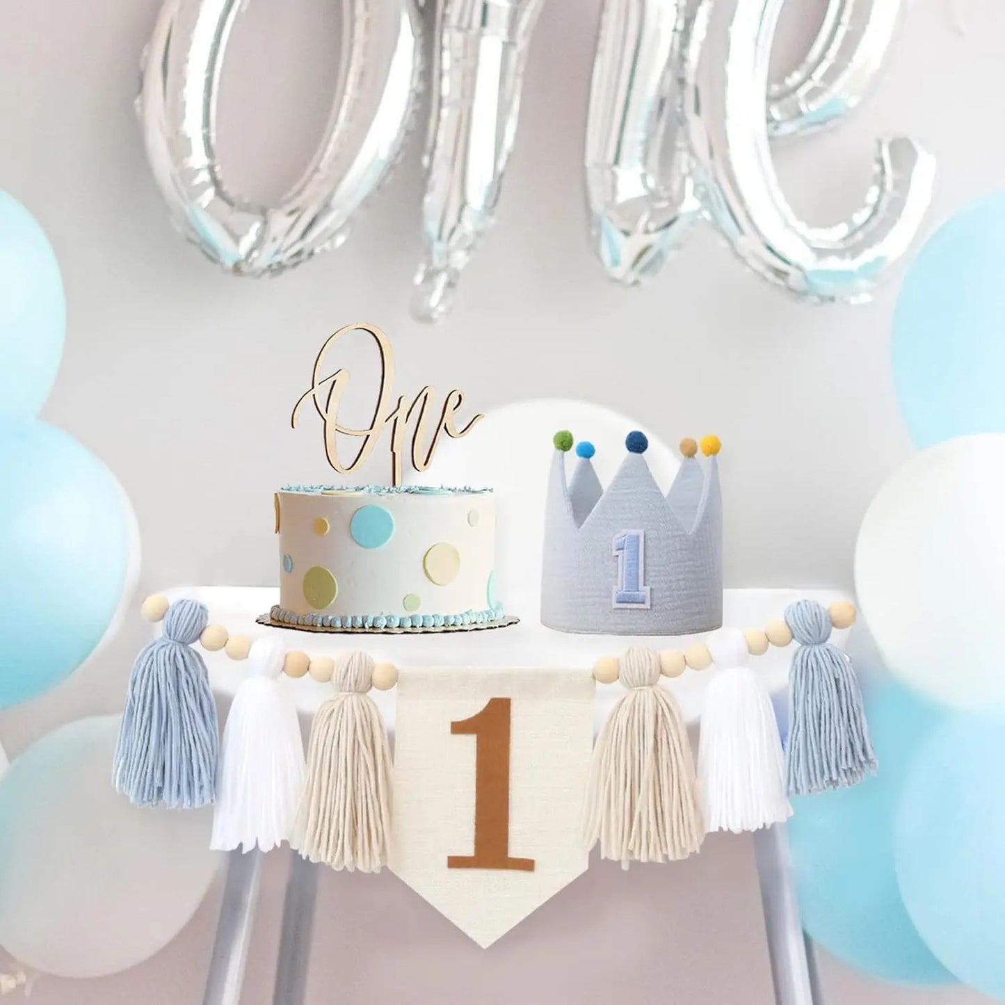 Boho 1st Birthday High Chair Banner – Modern Nursery & Baby Room Party Decoration