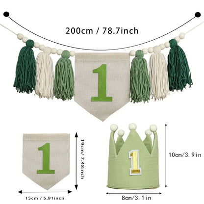 Boho 1st Birthday High Chair Banner – Modern Nursery & Baby Room Party Decoration