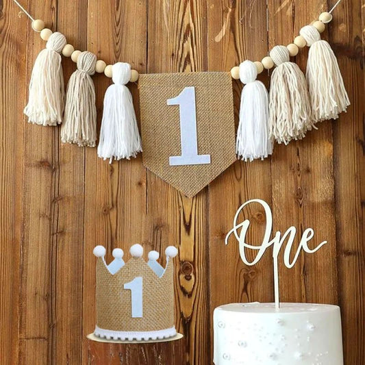 Boho 1st Birthday High Chair Banner – Modern Nursery & Baby Room Party Decoration