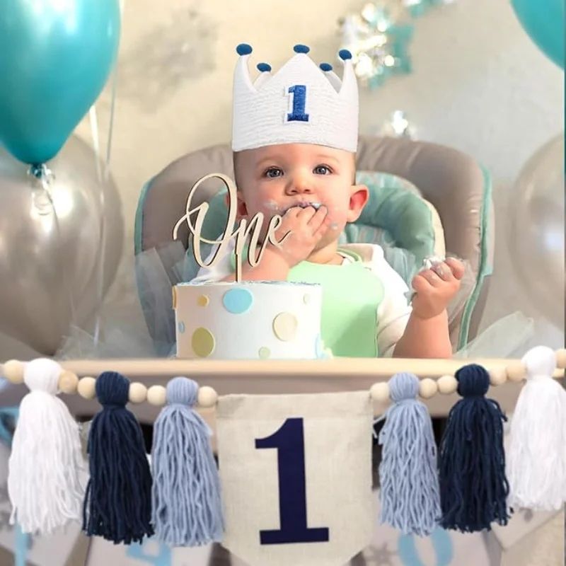 Boho 1st Birthday High Chair Banner – Modern Nursery & Baby Room Party Decoration