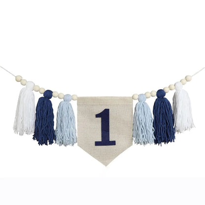 Boho 1st Birthday High Chair Banner – Modern Nursery & Baby Room Party Decoration