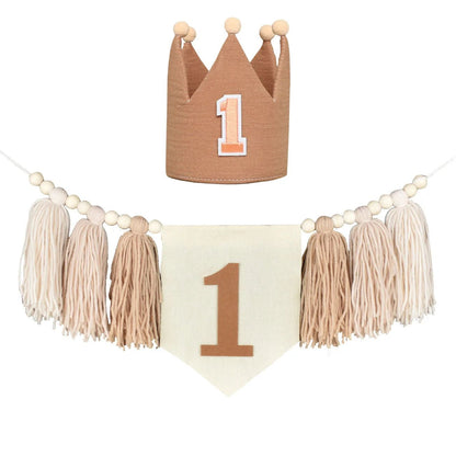 Boho 1st Birthday High Chair Banner – Modern Nursery & Baby Room Party Decoration