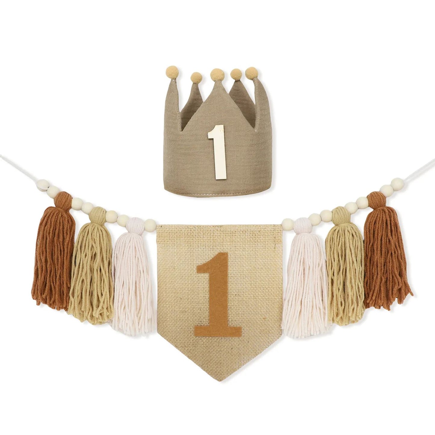 Boho 1st Birthday High Chair Banner – Modern Nursery & Baby Room Party Decoration