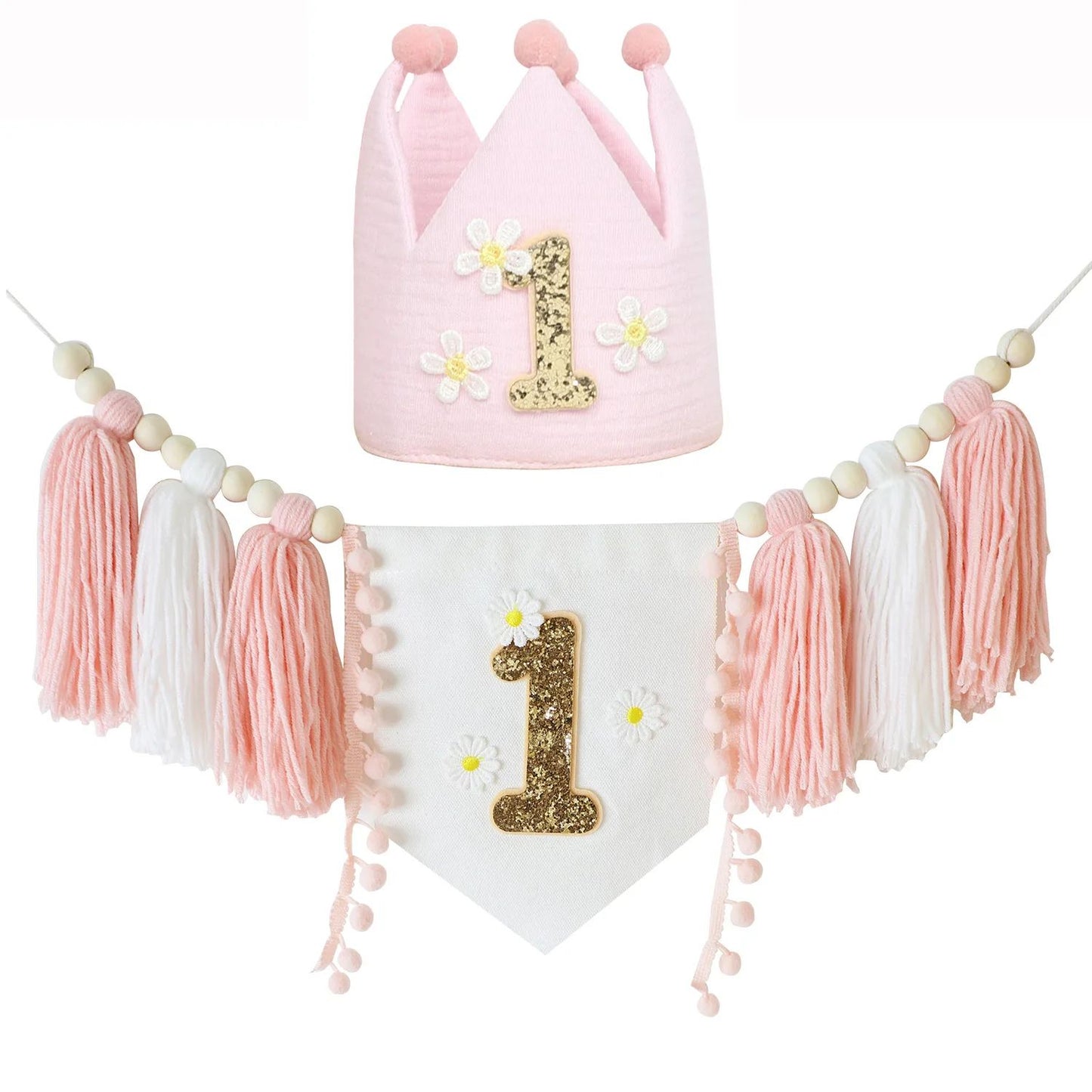 Boho 1st Birthday High Chair Banner – Modern Nursery & Baby Room Party Decoration